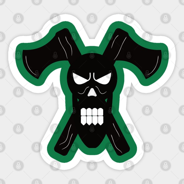 Skull with axes Sticker by NekroSketcher